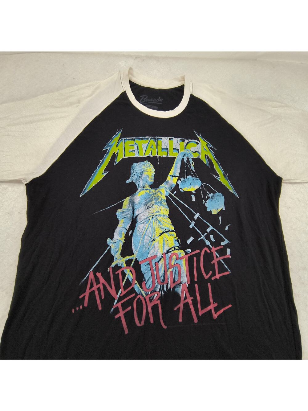 Metallica And Justice For All Band Graphic Crew Neck T Shirt Mens Size L Black